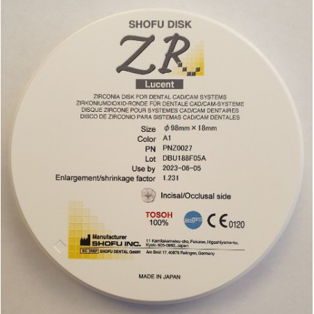 Z0027 SHOFU DISK ZR LUCENT 18MM A1